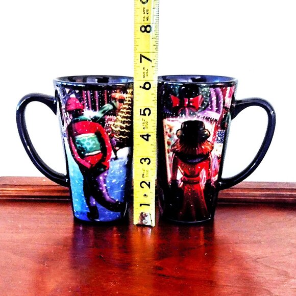 DesignPac Inc. 6" Tall Winter Holiday Coffee Mugs ~ Dark Blue ~ Set of 2 ~  EUC - Picture 2 of 14
